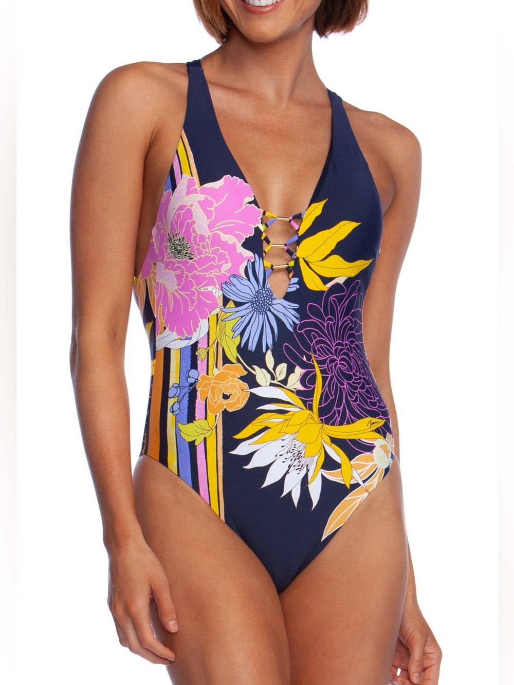 Trina Turk Bal Harbour Plunge One Piece Swimsuit